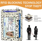 Yonlevres Card Holder Small Wallet Women, Black Cat Flowers RFID Blocking Slim Cute Credit Card Wallet, Front Pocket Travel Thin ID Window PU Leather Mini Organizer Case Purse Gifts Woman Girls Ladies