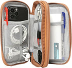 CAAORDKSO Universal Electronics Accessories Carrying Case, Electronic Cable Organizer Bag, Travel Cable Accessories Bag Pouch for Cable, USB, Cord, Charger, Phone, Power Bank, Earphone (Brown, Large)