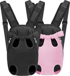 YUDODO 2-Pack Pet Dog Carrier Backpack Adjustable Dog Front Carrier, Legs Out Easy-Fit Dog Travel Backpack Carrier for Hiking Camping for Small Medium Dogs Cats and Rabbits (Large Black+Pink)