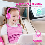 iClever BTH22 Kids Bluetooth Headphones, 60H Play Time, USB C Fast Charging, Bluetooth 5.4, AUX Cord,Safe Volume 74/85 dBA,Over Ear Kids Headphones Wireless for iPad/Tablet/Travel/School, Bright Pink