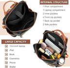 AGLOD Vegan Leather Laptop Backpack for Women 15.6 Inch Work Backpack Purse for Travel College
