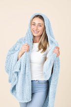 EverSnug Travel Blanket & Pillow 68x42 - Premium Ultra-Soft Microfleece 2 in 1 Compact & Packable Flight Blanket with Soft Bag Pillowcase, Hand Luggage Sleeve and Backpack Clip (Ice Blue)