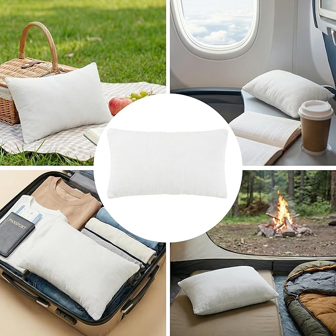 Marrywindix Tiny Pillow 2 Pack Small Pillow 9.5 x 5.5 in Travel Pillows Soft Pet Pillows for Camping Travel Sleeping Bed Sofa Neck Knee Wrist Support(White)