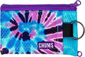 Chums Surfshorts Wallet - Lightweight Slim Wallet with RFID Blocking Card & Clear ID Window - Zippered, Water Resistant w/Key Ring (Purple Tie Dye)