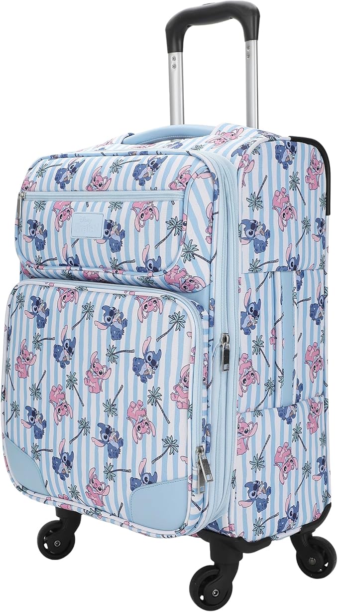 Bioworld Disney Stitch & Angel Ice Cream Blue 20" Adult Softside Rolling Luggage
