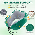 urnexttour Travel Pillow and Blanket Set Neck Pillows Travel Essentials with Sleep Mask for Airplane Car Memory Foam Green