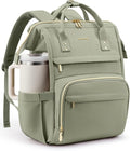 LOVEVOOK Laptop Backpack for Women with Giant Tumbler Holder Pocket,18 inch Waterproof Travel Backpack Purse Computer Laptop Bag,Professional Work College Nurse Teacher Backpack Travel Bag,Bean Green