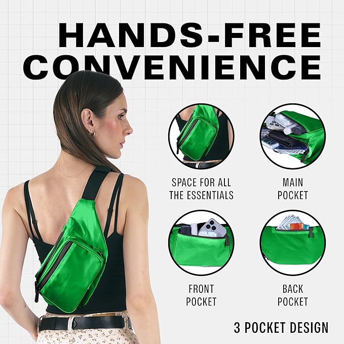 Green Fanny Pack Belt Bag I Mens Fanny Packs for Women Fashionable - Crossbody Bag Bum bag Waist Bag Waist Pack - Hands Free for Hiking, Running, Travel, Waterproof and more
