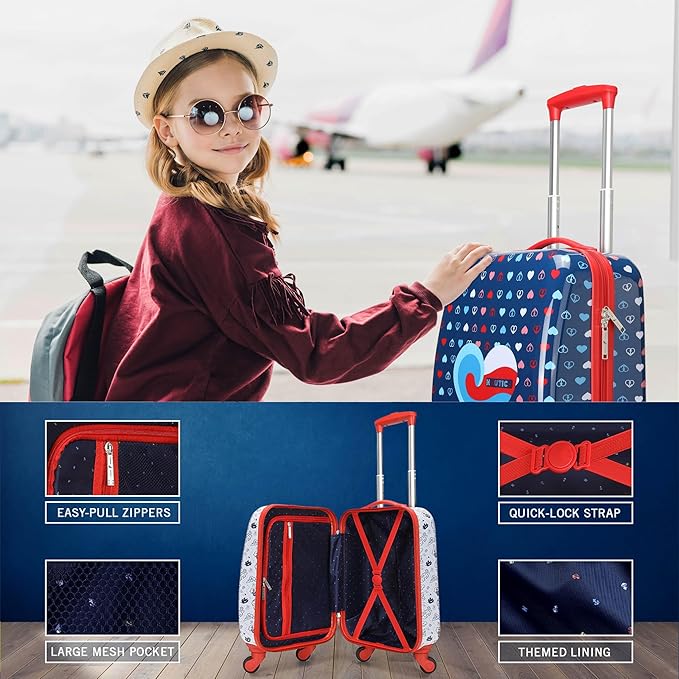 Nautica Kids Luggage - 18" Hardside Rolling Carry-on Suitcase with Spinner Wheels, Polar Voyage 5pc Travel Set