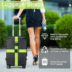 Luggage Straps for Suitcases 4 Pack, TSA Approved Travel Essentials, Luggage Strap for Travel Suitcase & Bag Closure and for Easy Identification, Travel Accessories for Safety & Convenience(Green)