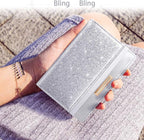 Passport Holder Cover Women's Travel Wallet RFID Blocking Cute Slim Passport Wallet with Elastic Band, Silver
