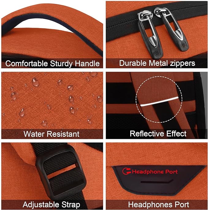 Volher Laptop Backpack,Business Travel Anti Theft Slim Durable Laptops Backpack,Water Resistant College Computer Bag for Women & Men Fits 15.6 Inch Laptop and Notebook-Orange