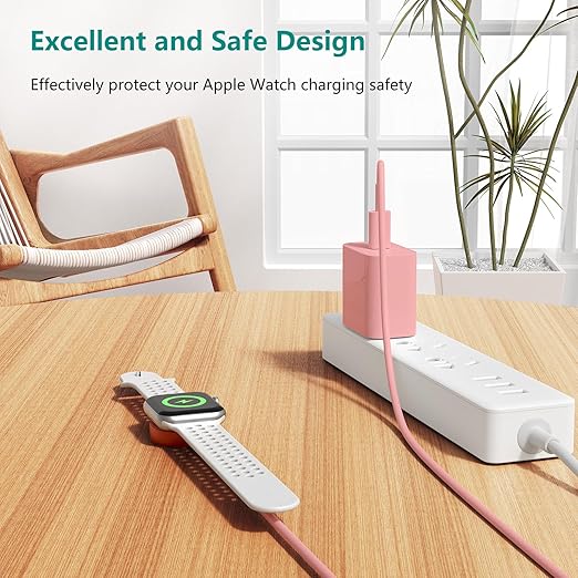 2Pack for Apple Watch Charger Cable, Magnetic Fast Charger to USB-C Cable 3FT, Wireless Fast iWatch Charger Portable Compatible with iWatch Ultra/Series 9/8/7/6/SE/SE2/5/4/3/2/1-Pink
