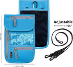Travel Neck Wallet, RFID Blocking Passport Holder with Adjustable Neck Strap for Men and Women to Keep Cash, Credit Cards and Travel Documents Safe - Blue