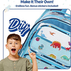 Bagseri Clear Backpack for Boys - 15 Inch Heavy Duty Kids Clear Bookbag for Kindergarten to Grade 2, Transparent School Bag with Reflective Strip, Fits Folders, Navy Space