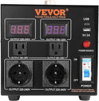 VEVOR Voltage Converter Transformer, 2000W, Heavy Duty Step Up/Down Transformer, Convert from 110 Volt to 220 Volt and from 220 Volt to 110 Volt, with US Outlet EU Outlet 5V USB Port, CE Certified