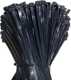 200lb Zip Ties Heavy Duty 18 Inch 350pcs, Large Black Cable Tie, Thick Heat Resistant Zipties, Big Wide Wire Ties, Industrial Tie Wraps for Outdoor Use