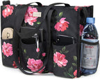 TOPDesign Utility Water Resistant Tote Bag with 13 Pockets, Top Zipper Closure & Thick Bottom Support, for Working Women