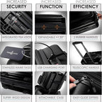 TRAVELARIM Black Hardshell Luggage Sets 4 Piece, Durable Suitcase Set, Travel Luggage Set with Integrated TSA Lock, 360° Spinner Wheels, Expandable Medium and Large Checked Suitcase, 20/24/28 Inch