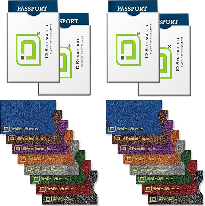 RFID Blocking Credit Card Sleeve Protectors – USA Made Slim Wallet Inserts for Credit Cards, Debit Cards & ID Protection (20, Leather Look - 20 Pack)