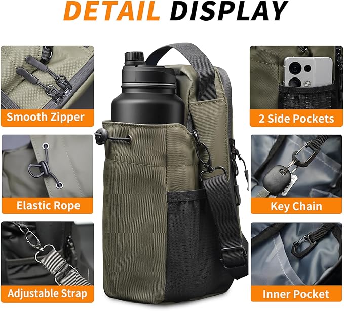Magnetic Gym Bag for Women and Men, Magnetic Water Bottle Holder with Strap and Phone Pocket