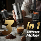 Portable Espresso Coffee Maker, Battery Operated Rechargeable Travel Espresso Machine, Self Heating Mini Coffee Maker for Camping & Car, Works with Ground Coffee and Small/Large Capsules, 80ml Cup