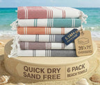 LANE LINEN 6-Pack Oversized Pre-Washed Beach Towels, Stylish Quick-Dry Pool & Travel Towels for Adults, 39"x71" - Diamond Multi Colors