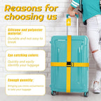 Weewooday 8 Pcs Luggage Straps Suitcase Tags Set for TSA Approved, 4 Travel Adjustable Suitcase Belt, 4 Silicone Luggage Tags with Name ID Card Travel Accessories(Yellow,Airplane)