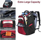 KROSER TSA Friendly Travel Laptop Backpack 18.4 inch XXXL Gaming Backpack Water-Repellent College Daypack Business Backpack with RFID Pockets & USB Port for Men/Women-Black/Red