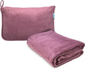 Bliss Faille Travel Pillow Blanket - 2-in-1 Lightweight Compact Airplane Camp Pillow and Blanket Set for Travelling, Size One Size, Mauve