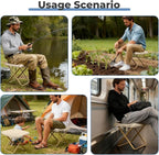 Portable Folding Camping Stool - 1.4Lbs Ultra Lightweight, 220Lbs Heavy Duty, Reinforced Steel Frame, Quick Deploy for Hiking Fishing Camping & Outdoor Events (Beige)