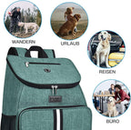 BAGLHER丨Dog Travel Bag, Airline Approved Pet Supplies Backpack, Dog Travel Backpack Accessories Set with 2 Silicone Collapsible Bowls and 2 Food Baskets. Green