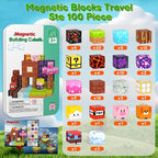 Magnetic Blocks Travel Magnetic Building Blocks Cubes - 100 PCS Tin Box Magnet Toys Set STEM Educational Stacking for Kids Ages 3 4 5 6 7 8 9 10 11 12 Year Old Boys Girls Birthday Christmas