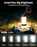 Glocusent 106 LED Camping Lights, Up to 80Hrs, 5000mAh Camping Lantern Rechargeable with 5 Brightness 3 Modes & SOS, IP68 Waterproof, Max 1200LM, Lanterns for Power Outages Hiking Emergency Hurricane