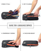 Compression Packing Cubes for Travel, 6-Piece Lightweight Packing Cubes Set for Carry-On Luggage & Backpacks – TRIPPED Travel Gear (Grey and Orange)