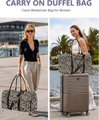 Women Weekender Travel Duffle Bag: Travel Duffel Overnight Bags with Shoe Compartment Large Carry on Tote with Toiletry Bag Weekend Traveling Yoga Gym Hospital Bag for Women with Wet Pocket Cheetah