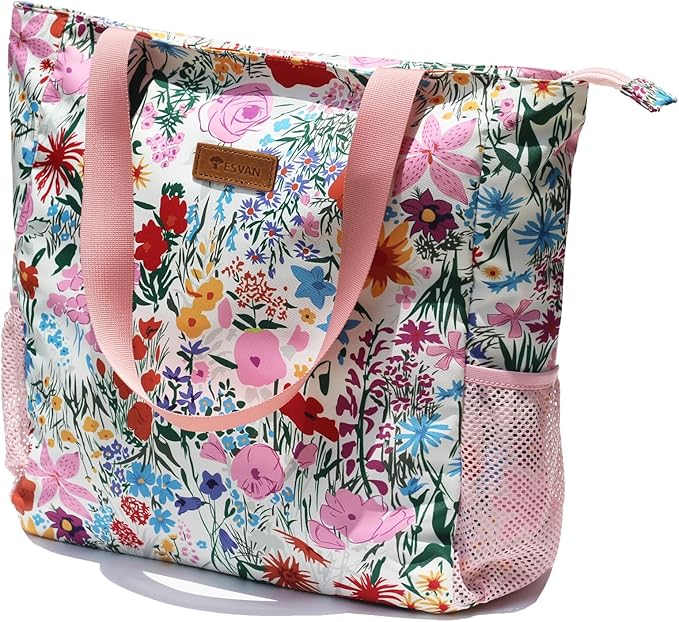Original Floral Water Resistant Large Tote Bag Shoulder Bag for Gym Beach Travel Daily Bags Upgraded