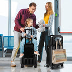 20'' Ride on Luggage Kids Rolling Suitcase with Seat & Aluminum Frame Back to School Gift for Student Travel(Black)