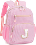 Kids Backpack for Girls 5-8, Cute Personalized Elementary Backpack for Kids Birthday Gifts (Pink J)