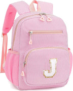 Kids Backpack for Girls 5-8, Cute Personalized Elementary Backpack for Kids Birthday Gifts (Pink J)