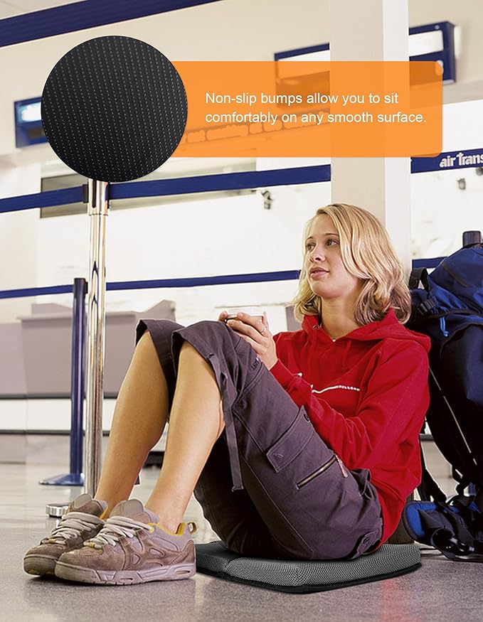 FASTMOMENT Airplane Seat Cushion Portable Travel Cushion for Comfort Foldable Stadium Pad with Breathable Fabric Seat Pad Perfect for Long Flights, Office, Bleacher, Camping