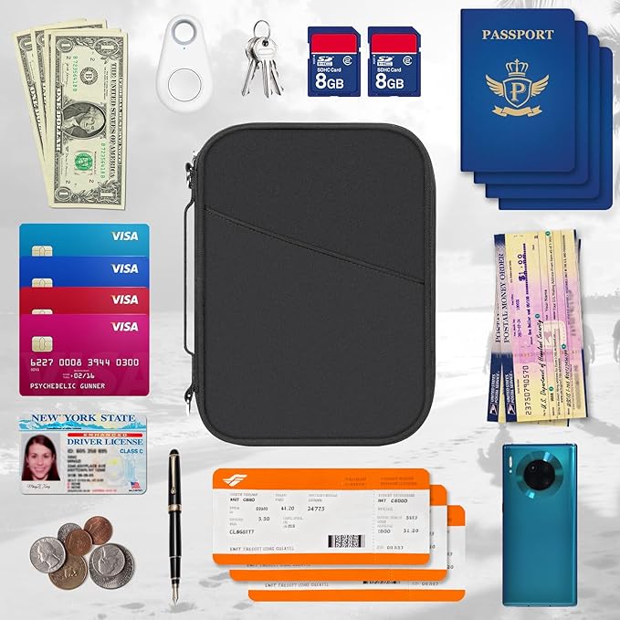 Family Passport Holder for Travel with RFID Blocking, Traveling Essentials Organizer Pouch Bag, Light Passport Wallet for Travel Must Haves Accessories for Women Men