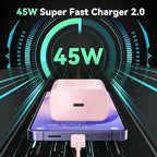 45W Super Fast Charger USB Type C Charger Cord 6.6FT with Android Phone Charger Fast Charging Block for Samsung Galaxy S26/S26 Ultra/S26+/S25/S25 Ultra/S25+/S24/S23/S22/S20/S21/Note 20/Note 10, Pink