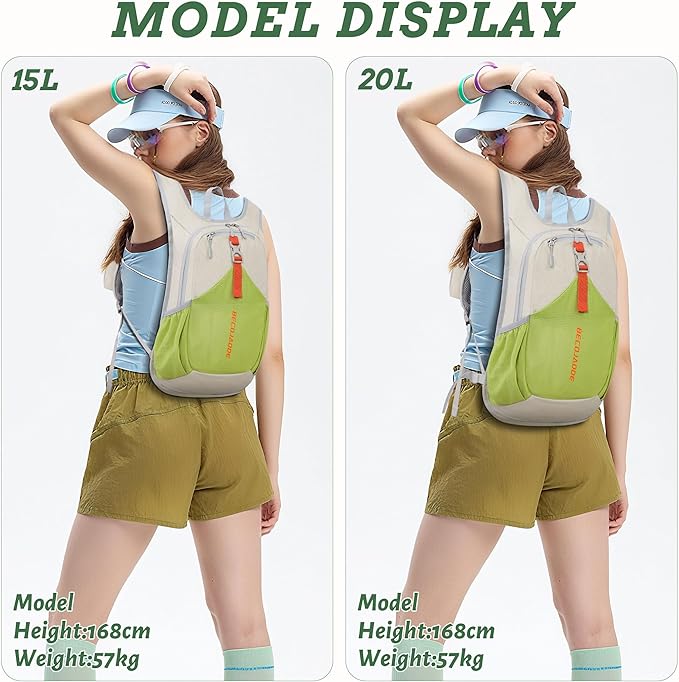 BECOJADDE 20L Small Hiking Backpack for Men Women Foldable Packable Back Pack Ultralight Hiking Daypack for Travel Camping Outdoor, Beige Green