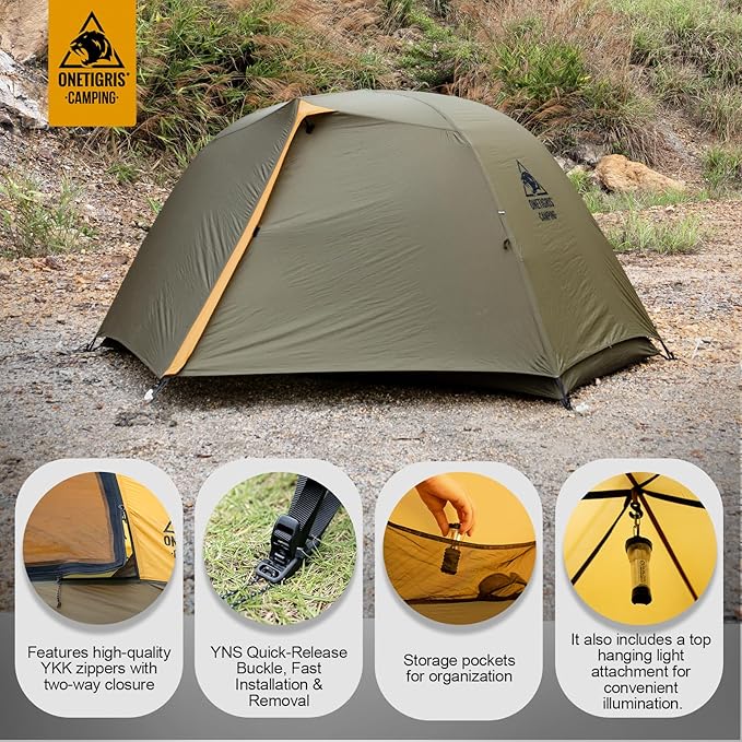 OneTigris Stella 4 Season Camping Tent Backpacking Waterproof Lightweight Easy Setup Instant 3000mm Waterproof Rating Outdoor Hiking Tent