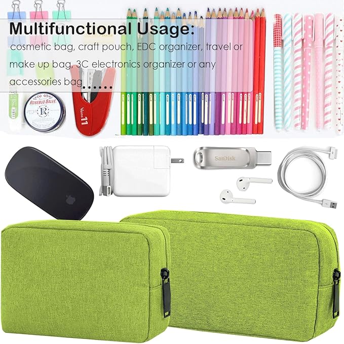 CAAORDKSO Electronic Organizer Travel Cable Accessories Case, Electronic Organizer Bag, Electronic Accessories Organizer Pouch for Cable, Cord, Charger, Phone, Power Bank, Earphone (Small-Green)