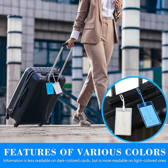 10 Pack Luggage Tags for Suitcases, Airplane Travel Essentials for Flying, International Travel Must Haves, and Luggage Accessories by Sodsay
