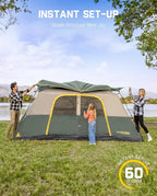 FanttikOutdoor Camping Tent 4/6/8/10 Person Instant Cabin Tent Setup in 60 Seconds with Rainfly & Windproof Portable with Carry Bag for Family Camping & Hiking, Upgraded Ventilation, Navy Blue