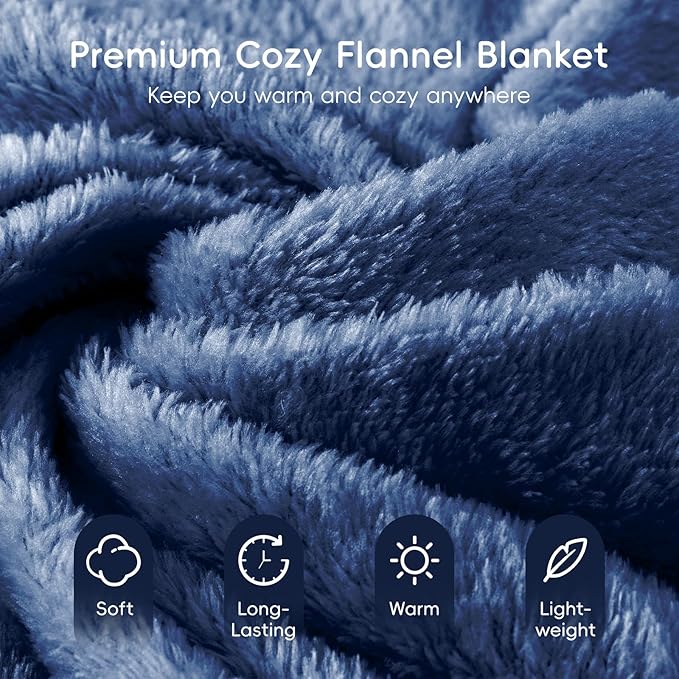 urnexttour 4-in-1 Travel Pillow & Blanket Set with Eye Mask, Memory Foam Neck Support, 50x65 Inch Blanket, Storage Bag for Airplane, Car, Train, Home Travel Blue