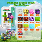 Magnetic Blocks Minecraft-Style Magnetic Building Blocks Cubes - 60PCS Tin Box Travel Magnet Toys Set STEM Educational for Kids Ages 3 4 5 6 7 8 9 10 11 12 Year Old Boys Girls Gifts birthday christmas